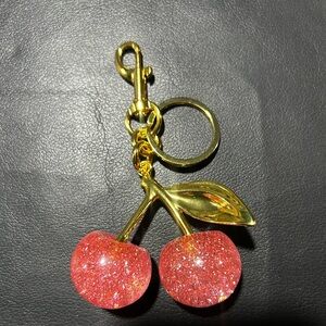 Cherry Keychain Bag Charm – Cute Resin Red Sparkle Cherry Purse Charm New Girly